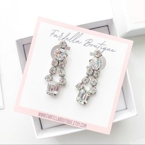 Vintage Crystal Rhinestone Chandelier Earrings